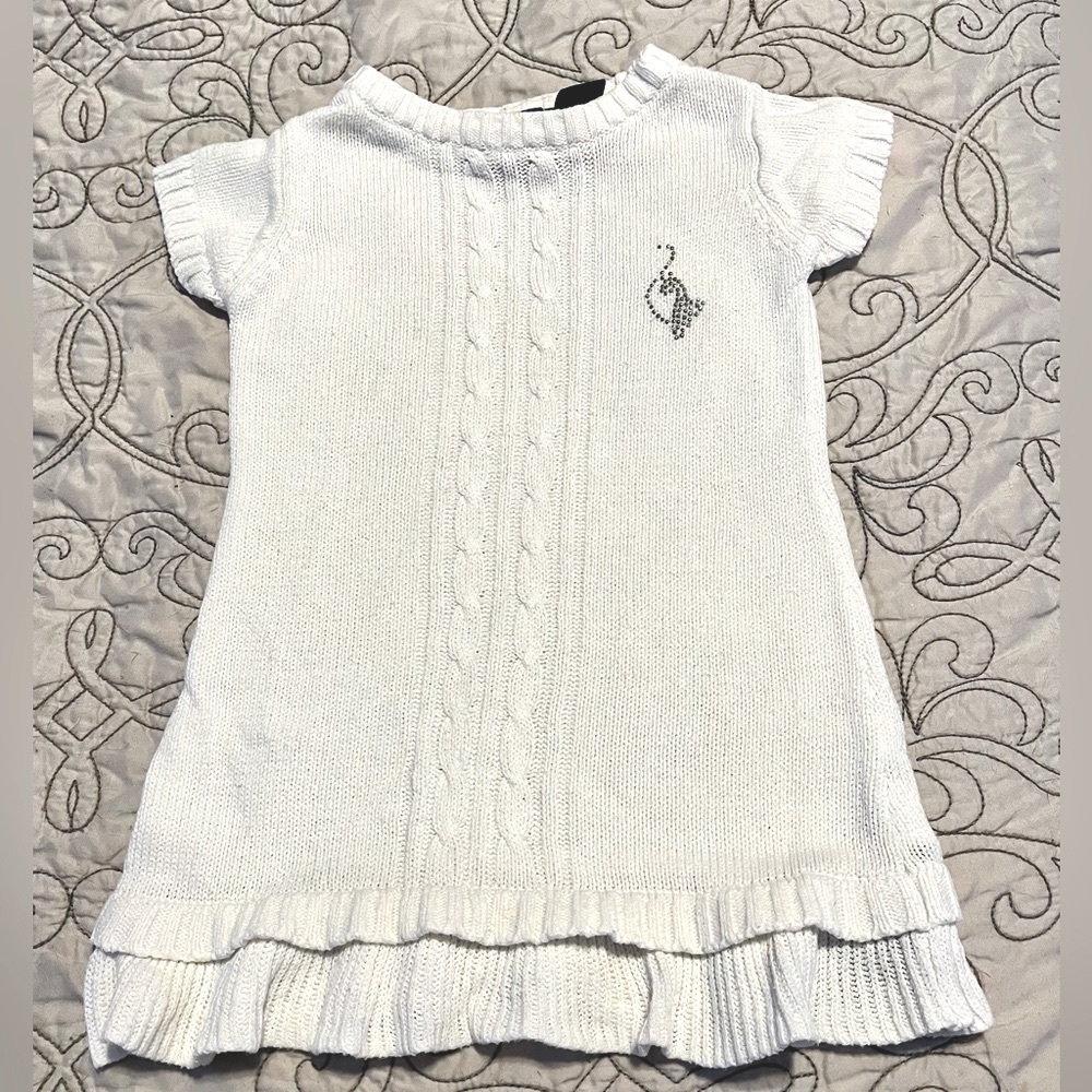 Toddler Girl Baby Phat Knit Sweater Dress Christmas Holiday White Rhinestone 3T